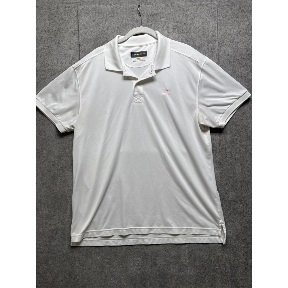 Loudmouth Golf Polo Mens XL‎ White Performance Shirt Stretch - READ